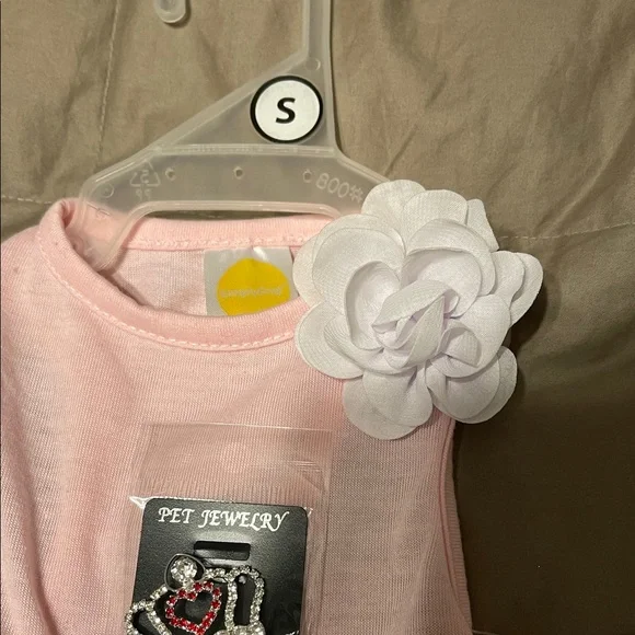 Pink and White Dog Dress with Flower - Picture 5 of 8